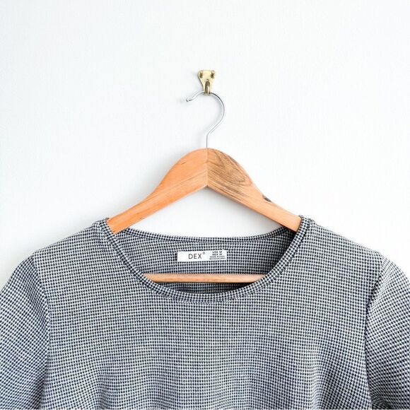 Dex Dress Knit Houndstooth Plaid Black White Short Sleeved Pullover Women's M - Picture 6 of 9